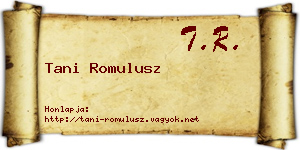 Tani Romulusz névjegykártya